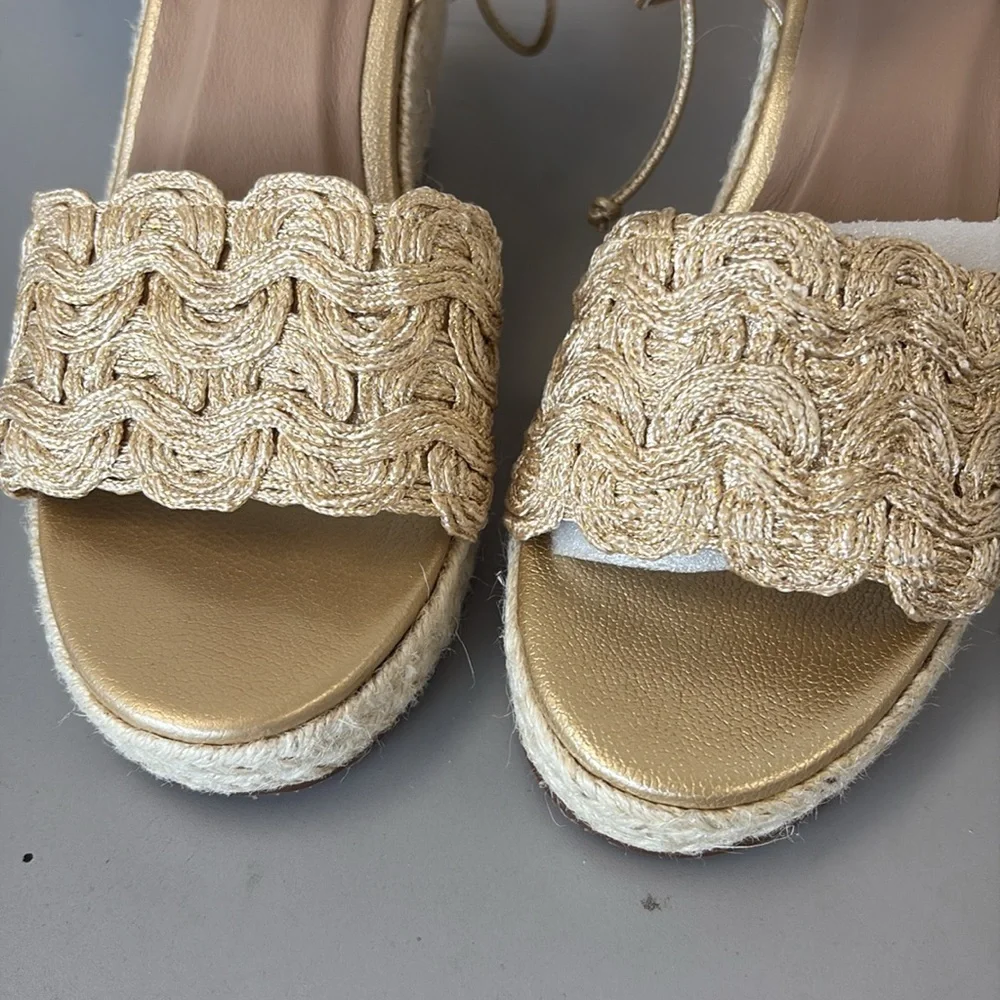 Kaanas Eve Cream and Gold Espadrille Wedges